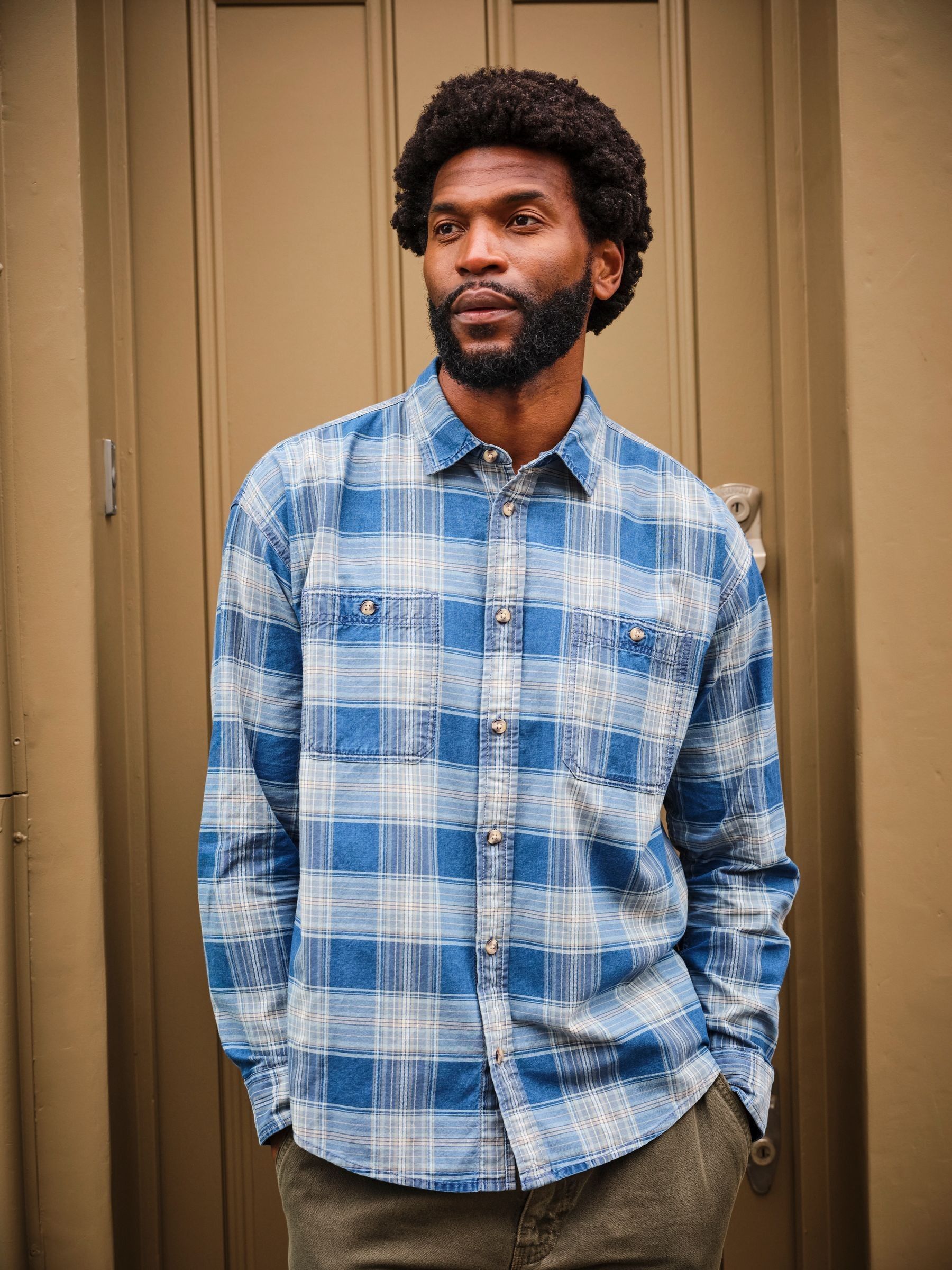 Buy FatFace Afton Indigo Blue Long Sleeve Relaxed Fit Indigo Check