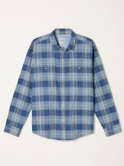 FatFace Afton Indigo Blue Long Sleeve Relaxed Fit Indigo Check Shirt - Image 7 of 7