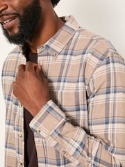 FatFace Oaklyn Dark Natural Long Sleeve Check Shirt - Image 4 of 6