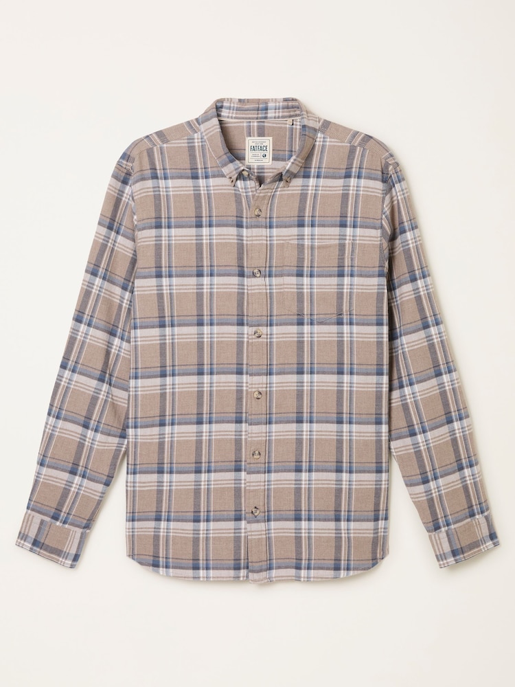 FatFace Oaklyn Dark Natural Long Sleeve Check Shirt - Image 7 of 7