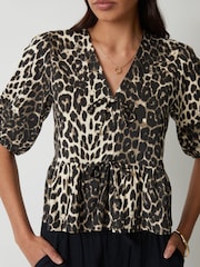 Threadbare Animal Tie Front Smock 100% Cotton Blouse - Image 2 of 5