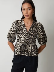 Threadbare Animal Tie Front Smock 100% Cotton Blouse - Image 4 of 5
