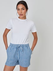 Threadbare Blue Striped Pull On Denim Shorts - Image 1 of 5