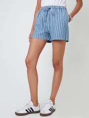 Threadbare Blue Striped Pull On Denim Shorts - Image 3 of 5