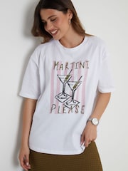 Threadbare Boyfriend Fit 'Martini Please' Graphic Print T-Shirt - Imagem 1 de 5
