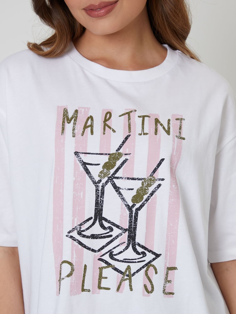 Threadbare Boyfriend Fit 'Martini Please' Graphic Print T-Shirt - Imagem 2 de 5