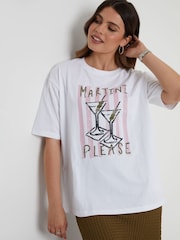 Threadbare Boyfriend Fit 'Martini Please' Graphic Print T-Shirt - Imagem 4 de 5