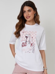 Threadbare White Boyfriend Fit 'Pasta Lover' Graphic Print 100% Cotton T-Shirt - Image 1 of 4