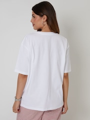 Threadbare White Boyfriend Fit 'Pasta Lover' Graphic Print 100% Cotton T-Shirt - Image 4 of 4