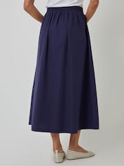 Threadbare Blue Button Detail Maxi 100% Cotton Skirt with Pockets - Image 3 of 5