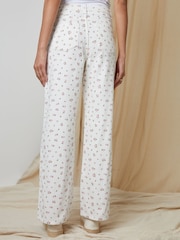 Threadbare White Petite Floral Wide Leg Denim Jeans - Image 2 of 4