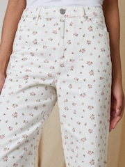 Threadbare White Petite Floral Wide Leg Denim Jeans - Image 3 of 4