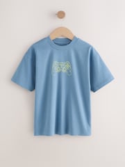 Blue/Black/Green Relaxed Fit Graphic Print Short Sleeve T-Shirts 3 Pack (3-16yrs) - Image 4 of 8