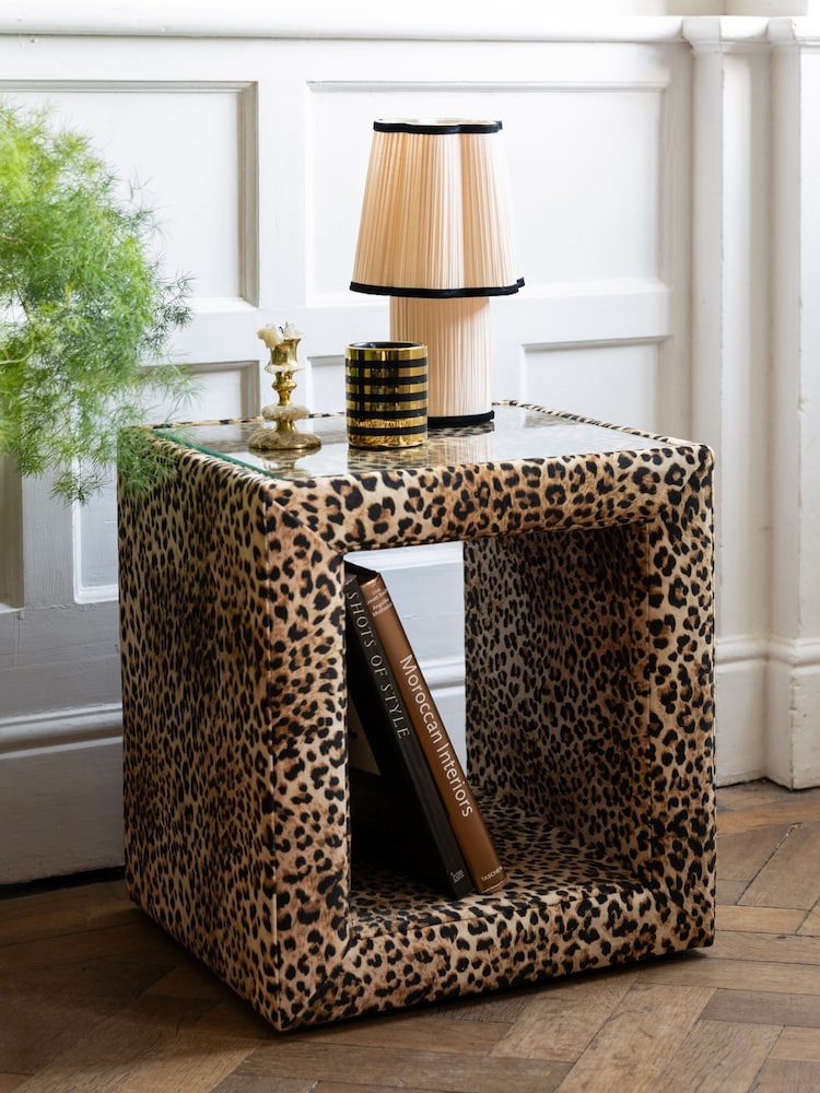 Rockett St George Leopard Love Velvet Starlet Side Table - Image 1 of 4