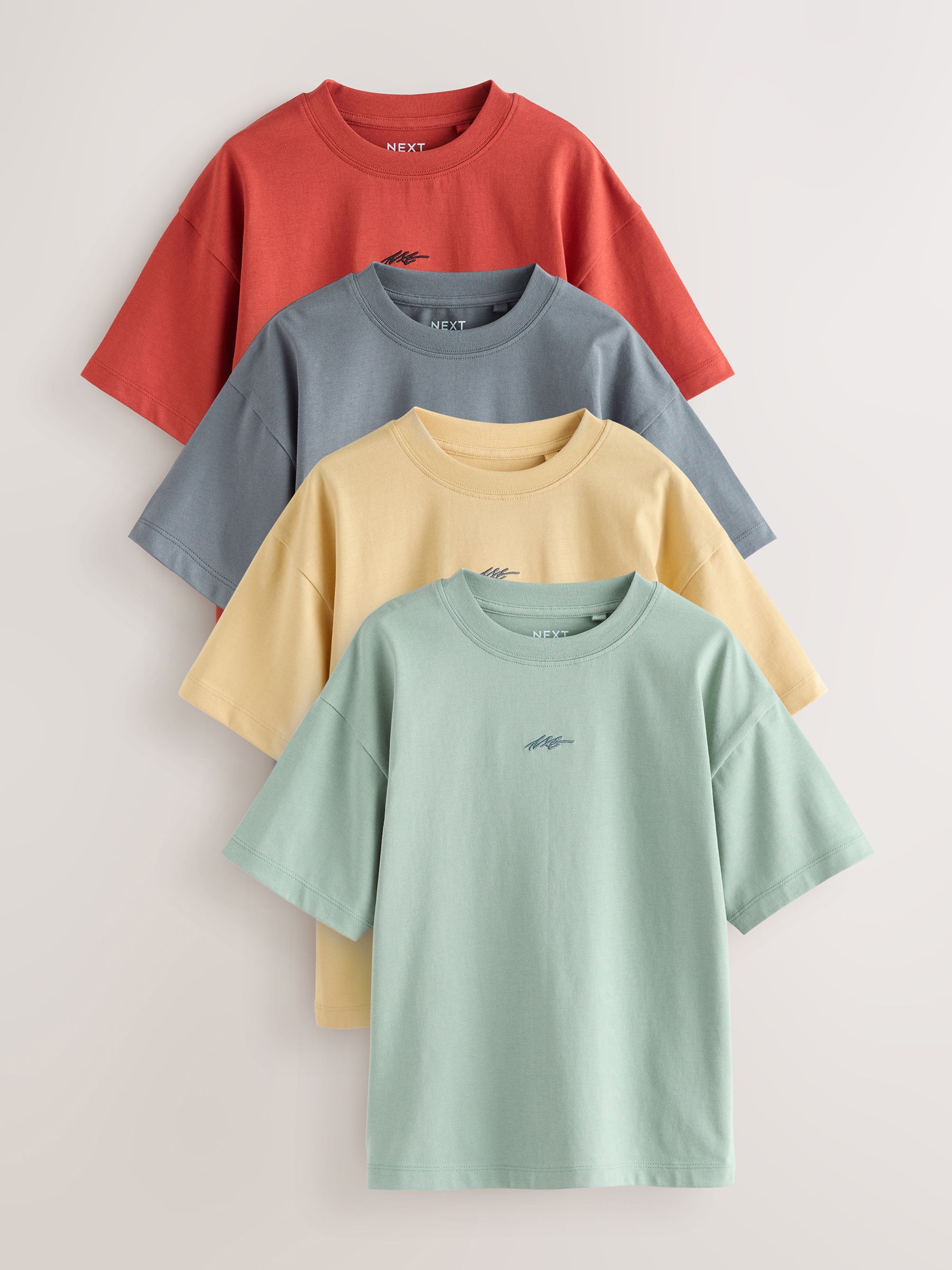 Buy Grey/Yellow/Mineral/Red Short Sleeve Logo Chest Graphic T