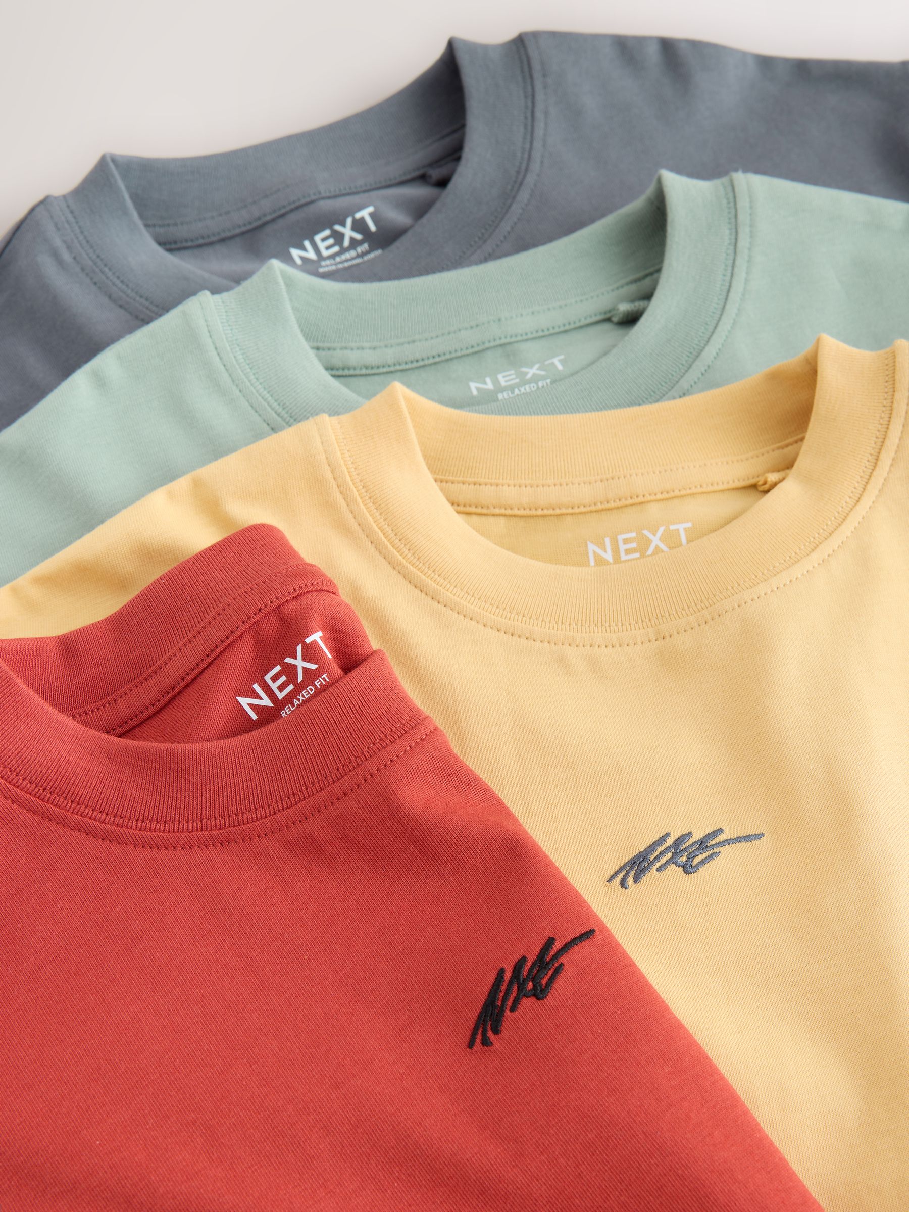 Buy Grey/Yellow/Mineral/Red Short Sleeve Logo Chest Graphic T