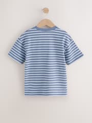 Blue/White/Brown Stripe Textured Relaxed Fit T-Shirts 3 Pack (3-16yrs) - Image 3 of 8