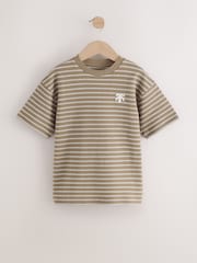 Blue/White/Brown Stripe Textured Relaxed Fit T-Shirts 3 Pack (3-16yrs) - Image 4 of 8