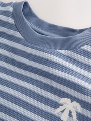 Blue/White/Brown Stripe Textured Relaxed Fit T-Shirts 3 Pack (3-16yrs) - Image 7 of 8