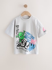 White/Black/Grey Regular Fit Graphic Print Short Sleeve T-Shirts 3 Pack (3-16yrs) - Image 3 of 7