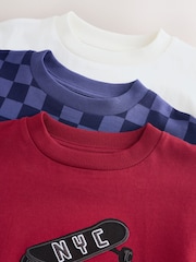 Berry/Ecru/Purple Relaxed Fit Graphic Print Short Sleeve T-Shirts 3 Pack (3-16yrs) - Image 6 of 7