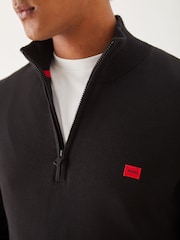 HUGO Black Knitted Logo Quarter Zip Jumper - Image 4 of 4