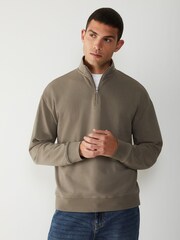 HUGO Grey 1/4 Zip Sweat Top - Image 1 of 4