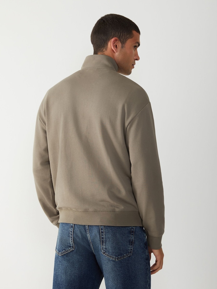 HUGO Grey 1/4 Zip Sweat Top - Image 2 of 4
