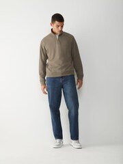 HUGO Grey 1/4 Zip Sweat Top - Image 3 of 4
