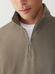 HUGO Grey 1/4 Zip Sweat Top - Image 4 of 4