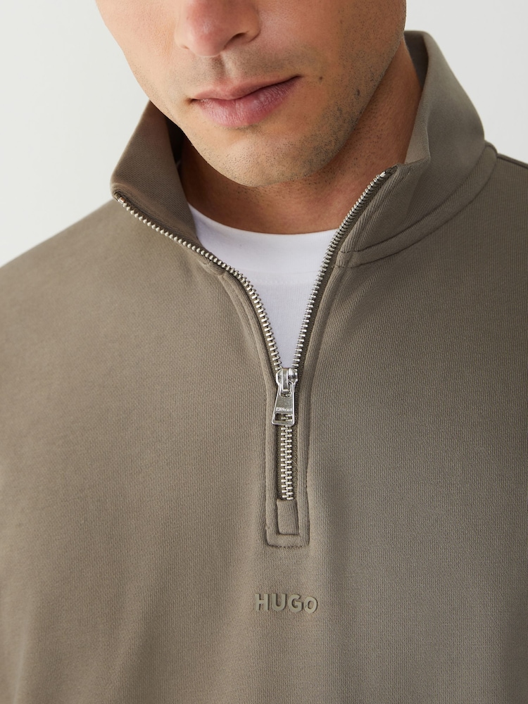HUGO Grey 1/4 Zip Sweat Top - Image 4 of 4