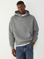 HUGO Grey Back Graphic Print Hoodie - Image 1 of 4