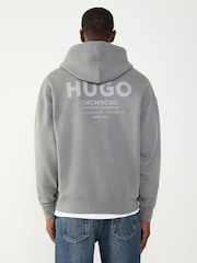 HUGO Grey Back Graphic Print Hoodie - Image 3 of 4