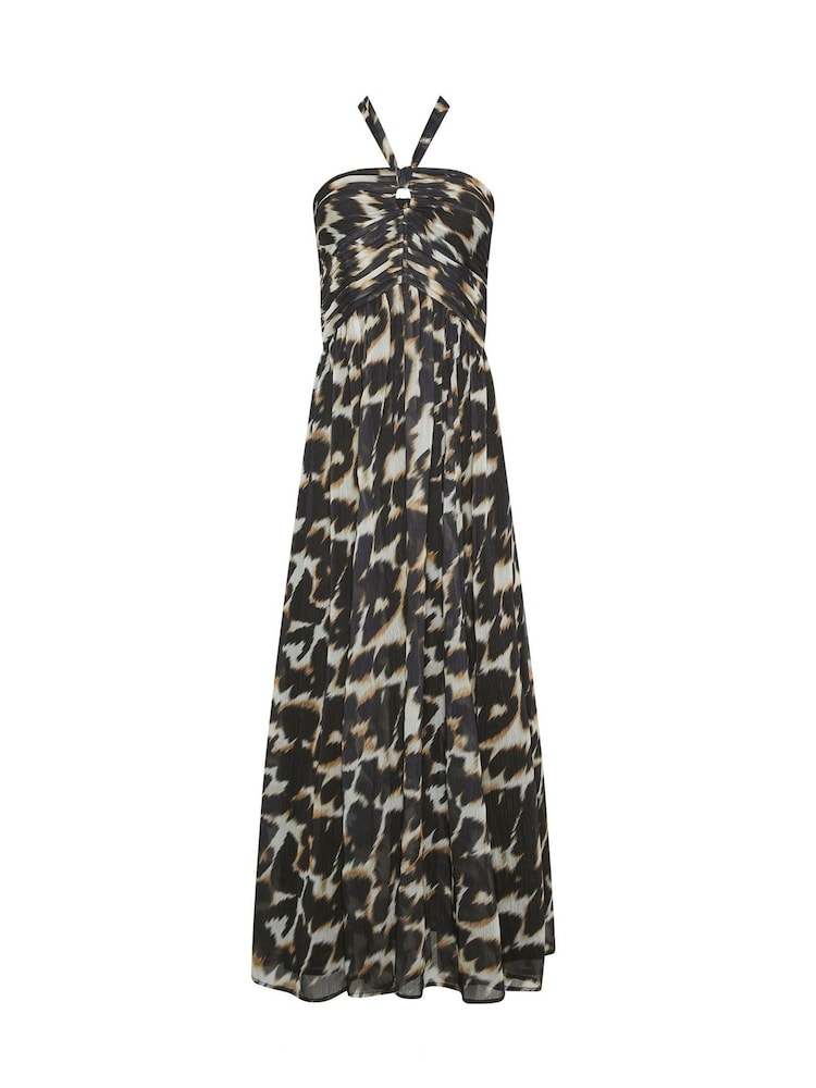 Star by Julien MacDonald Grey Leopard Print Halter Dress - Image 1 of 1