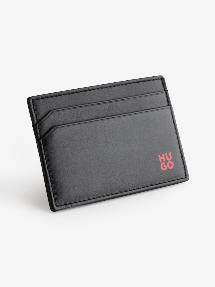 HUGO Black Leather Card Holder - Image 1 of 1