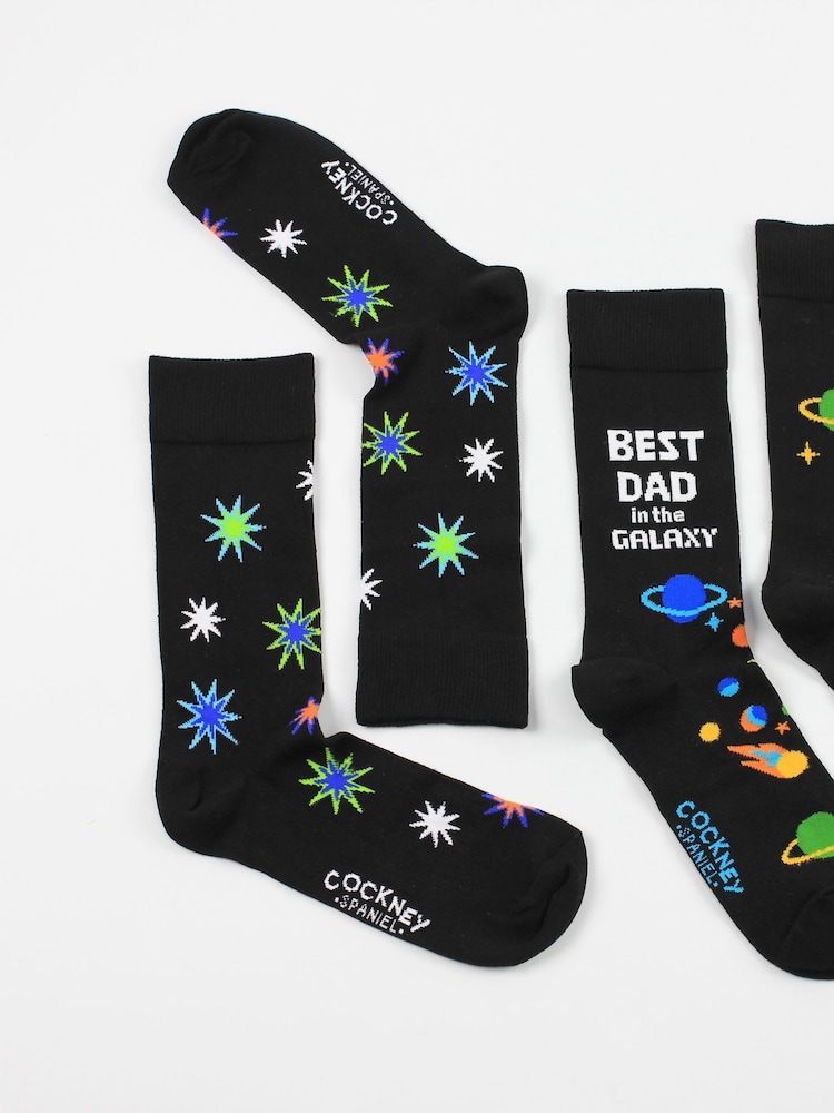 United Odd Socks Black Galaxy Boxed Dad Socks Gift - Image 2 of 5