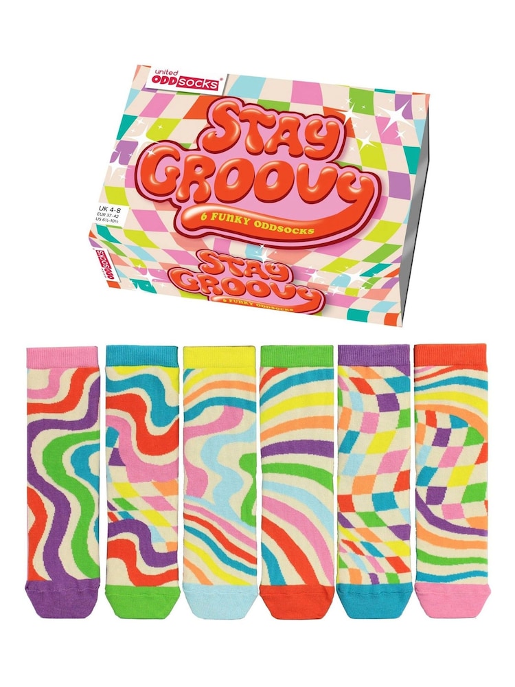 United Odd Socks Pink Stay Groovy Socks 3 pack - Image 1 of 4