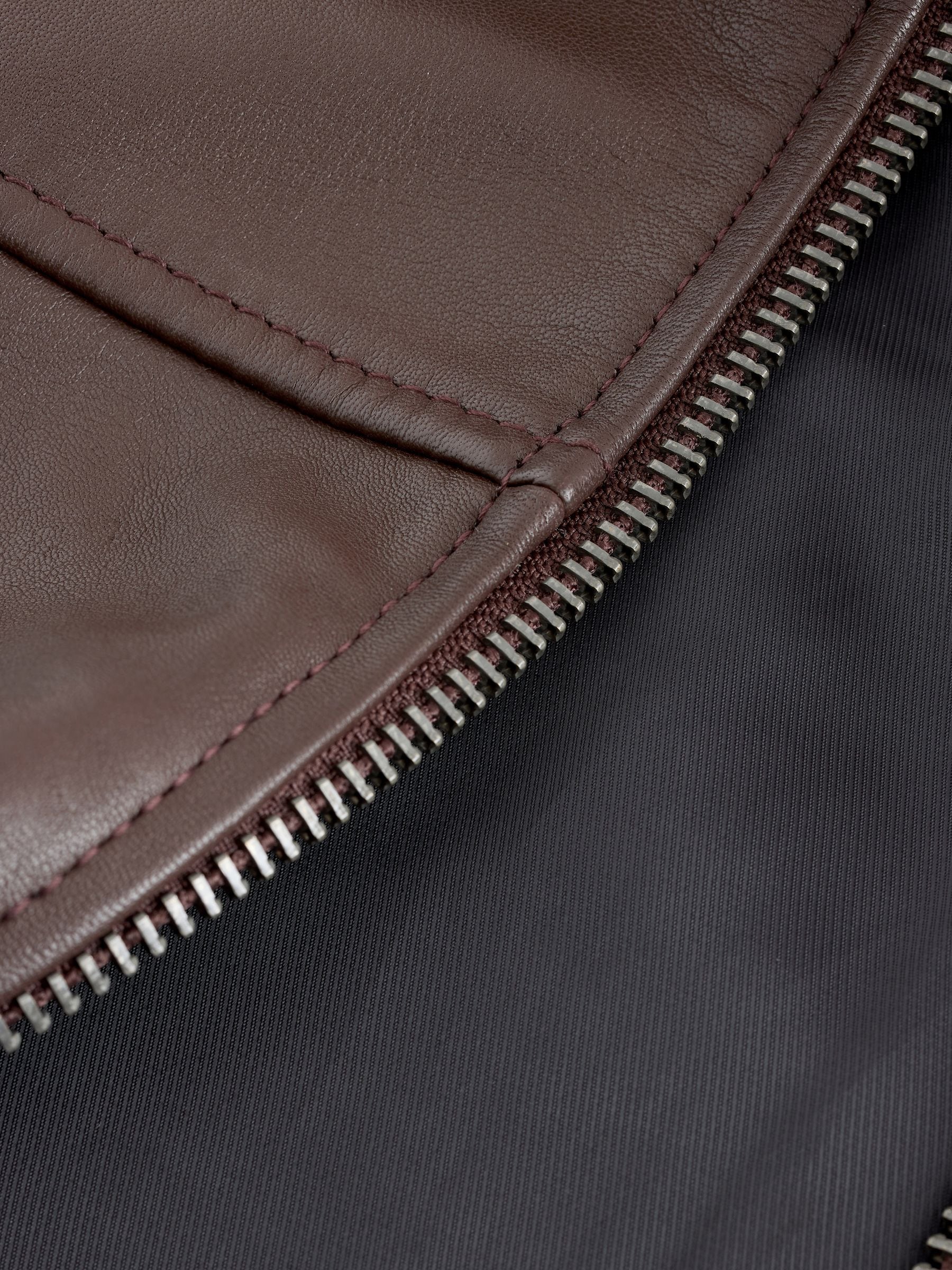 Buy Brown Signature Leather Collared Jacket from Next Romania