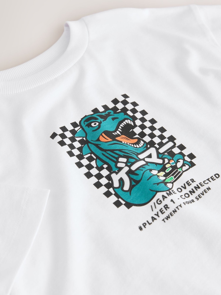 White/Green Dino Relaxed Fit Short Sleeve Graphic T-Shirt (3-16yrs) - Image 5 of 5