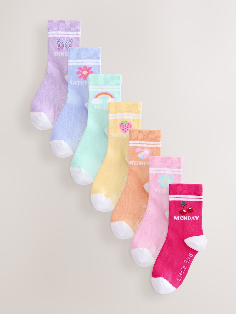 Little Bird by Jools Oliver Multi Pastel Rainbow Days Of The Week Socks 7 Pack - Image 1 of 11 Little Bird by Jools Oliver Multi Pastel Rainbow Days Of The Week Socks 7 Pack - Image 1 of 11