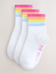 Little Bird by Jools Oliver White Pastel Rainbow Stripe Ankle Socks 3 Pack - Image 1 of 6