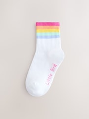 Little Bird by Jools Oliver White Pastel Rainbow Stripe Ankle Socks 3 Pack - Image 2 of 6