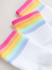 Little Bird by Jools Oliver White Pastel Rainbow Stripe Ankle Socks 3 Pack - Image 5 of 6
