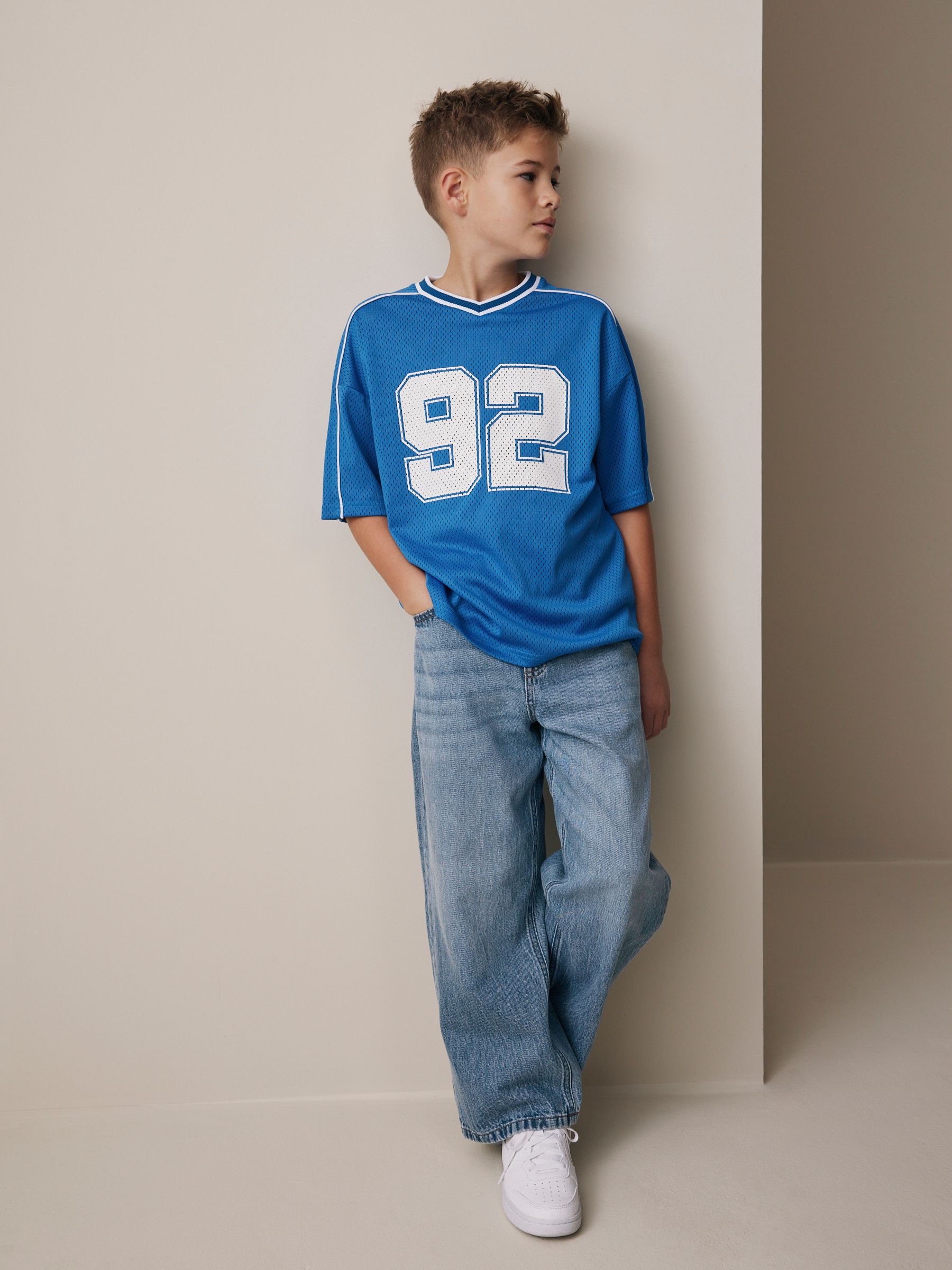 Buy Кобальтово-синій - Mesh Varsity Short Sleeve T-Shirt (3-16yrs