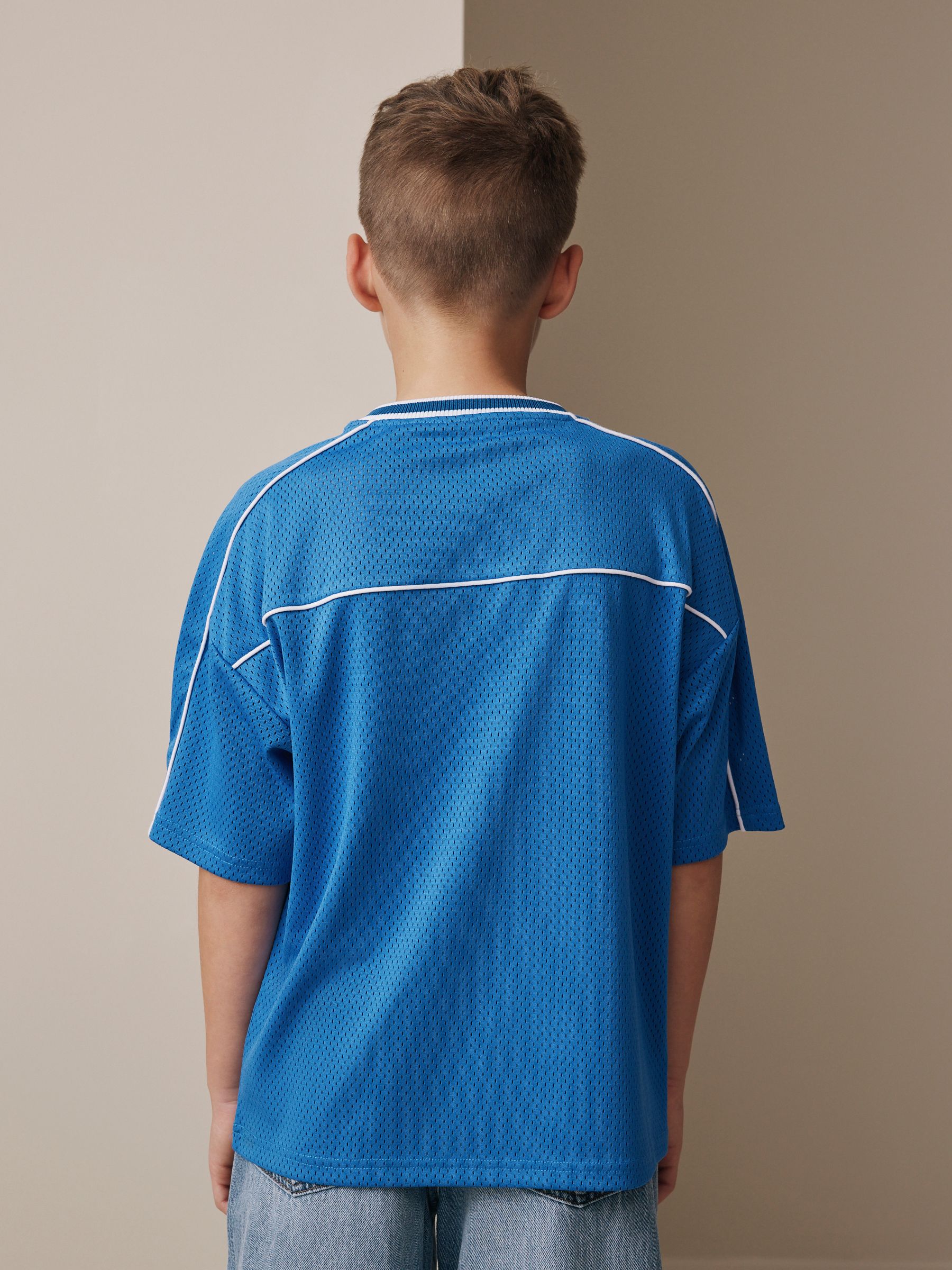 Buy Кобальтово-синій - Mesh Varsity Short Sleeve T-Shirt (3-16yrs