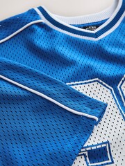 Cobalt Blue Mesh Varsity Short Sleeve T-Shirt (3-16yrs) - Image 7 of 7