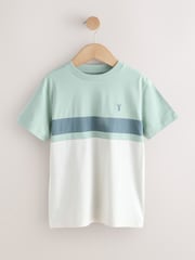 Mineral Green/Ecru Colourblock Short Sleeve T-Shirt (3-16yrs) - Image 1 of 4