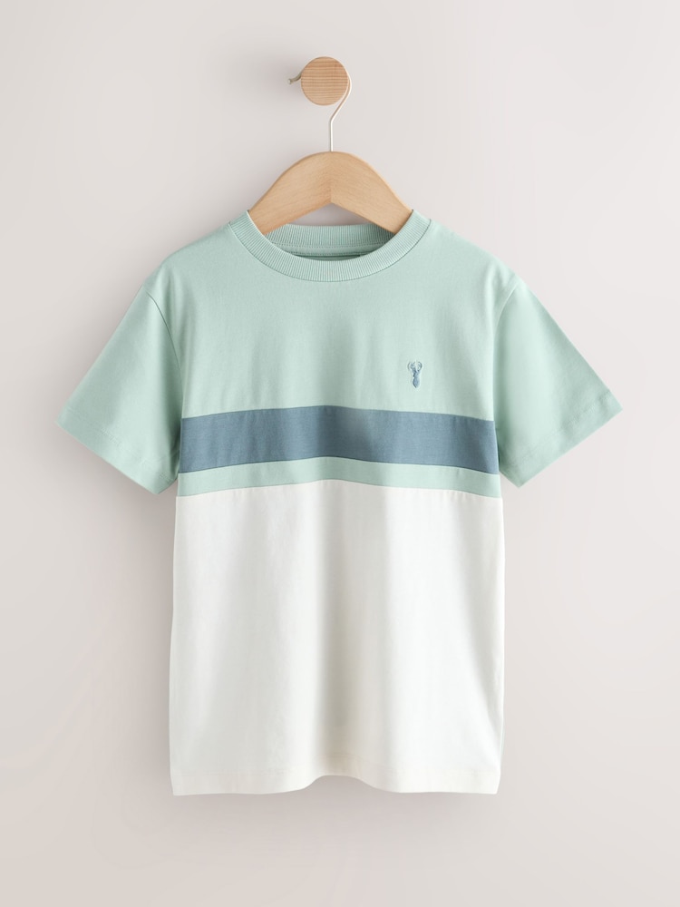 Mineral Green/Ecru Colourblock Short Sleeve T-Shirt (3-16yrs) - Image 1 of 4