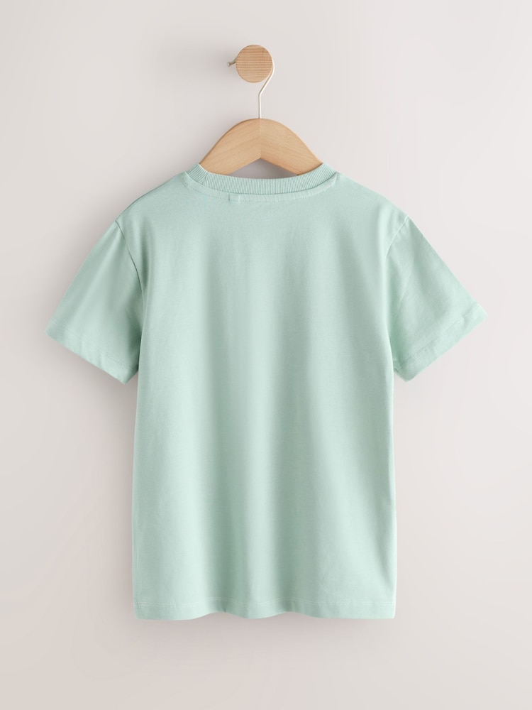 Mineral Green/Ecru Colourblock Short Sleeve T-Shirt (3-16yrs) - Image 2 of 4