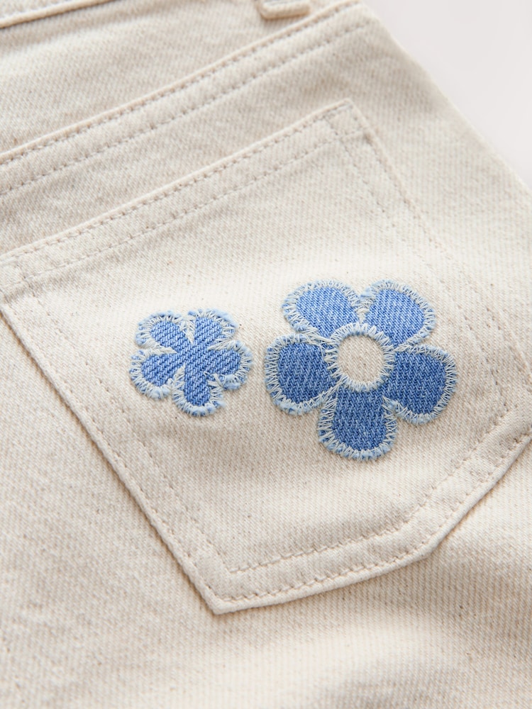 Ecru Floral Embroidered Jeans (3-16yrs) - Image 8 of 8